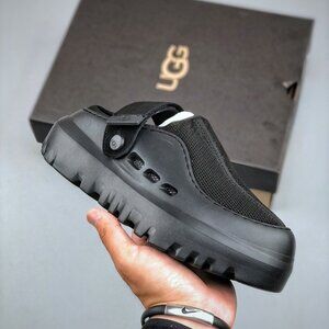 UGG Black Mesh Platform Slides